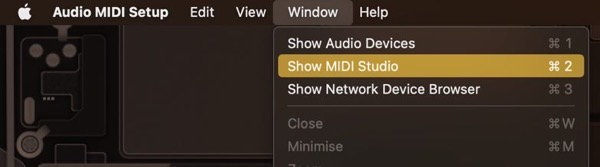 Menu selection in Audio Midi SetUp