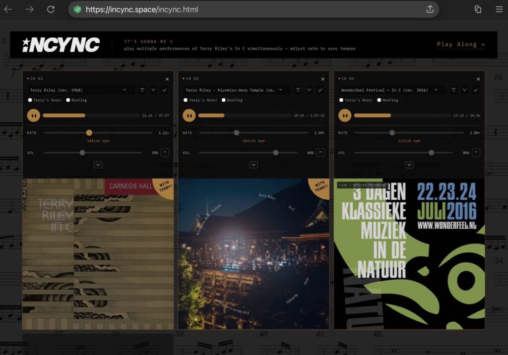 Screenshot of Incync site
